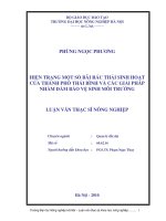Luận văn hiện trạng một số bãi rác thải sinh hoạt của thành phố thái bình và các giải pháp nhằm đảm bảo vệ sinh môi trường 