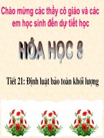 Tài liệu Tiết 21: Định luật bảo toàn khối lượng