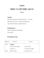 Tóan lớp 4 - TRIỆU VÀ LỚP TRIỆU (tiết 10 )