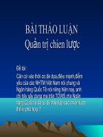  xây dưng ma trận TOWS cho ngân hàng quốc tế để từ đó thiết lập các chiến lược thế vị 