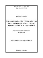 Ảnh hưởng của các yếu tố đầu vào đến giá trị kinh tế cây cà phê tại huyện chư pưh tỉnh gia lai 