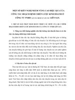 MỘT SỐ KIẾN NGHỊ NHẰM NÂNG CAO HIỆU QUẢ CỦA CÔNG TÁC HOẠCH ĐỊNH CHIẾN LƯỢC KINH DOANH Ở