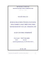 Đánh giá hoạt động tín dụng ngân hàng nông nghiệp và phát triển nông thôn chi nhánh huyện văn lâm -hưng yên 