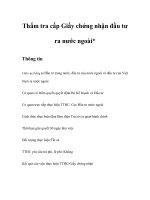 Thẩm tra cấp Giấy chứng nhận đầu tư ra nước ngoài*