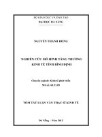 Nghiên cứu mô hình tăng trưởng kinh tế tỉnh bình định 