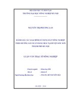 Đánh giá các loại hình sử dụng đất nông nghiệp theo hướng sản xuất hàng hoá tại huyện sóc sơn thành phố hà nội 