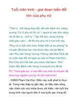 Tuổi mãn kinh - giai đoạn biến đổi lớn của phụ nữ