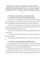 PHÂN TÍCH CÁC NHÂN TỐ ẢNH HƯỞNG TỚI GIÁ THÀNH VÀ GIẢI PHÁP NHẰM HOÀN THIỆN CÔNG TÁC KẾ TOÁN TẬP HỢP CHI PHÍ SẢN XUẤT VÀ TÍNH GIÁ THÀNH SẢN PHẨM TẠI CÔNG TY