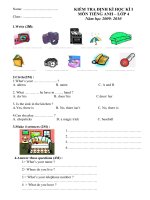 Đề KTĐK HK1 môn Tiếng Anh Lớp 4, Năm học 2010-2011