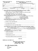 Đề + đáp kiểm tra học kỳ I TA 6 HKI