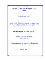 So sánh đặc điểm nông sinh học của một số dòng, giống lúa thuần có triển vọng tại huyện quỳnh phụ thái bình 