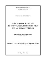 Hoàn thiện cơ cấu tổ chức bộ máy quản lý tại công ty cổ phần xây lắp thủy sản việt nam 
