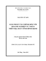 Giải pháp tài chính đối với doanh nghiệp tư nhân trên địa bàn tỉnh bình định 