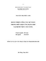 Hoàn thiện công tác kế toán trong điều kiện ứng dụng ERP tại bệnh viện c đà nẵng 