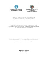 Mức độ tự chủ trong quản lý của các trường dạy nghề ở thành phố hà nội, việt nam 