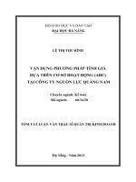 Vận dụng phương pháp tính giá dựa trên cơ sở hoạt động (ABC) tại công ty nguồn lực quảng nam 