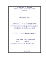 Đánh giá và đề xuất sử dụng đất nông nghiệp có hiệu quả trên địa bàn huyện gia bình tỉnh bắc ninh 
