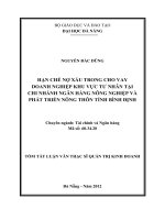 Hạn chế nợ xấu trong cho vay doanh nghiệp khu vực tư nhân tại chi nhánh ngân hàng nông nghiệp và phát triển nông thôn tỉnh bình định 