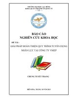 GIẢI PHÁP HOÀN THIỆN QUY TRÌNH TUYỂN DỤNG NHÂN LỰC TẠI CÔNG TY VMEP