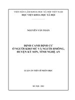 Định canh định cư ở người khơ mú và người hmông, huyện kỳ sơn, tỉnh nghệ an 