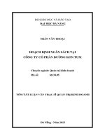 Hoạch định ngân sách tại công ty cổ phần đường kon tum 