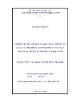 Nghiên cứu hoạt động của hệ thống thông tin quản lý tài chính tại tổng công ty cổ phần đầu tư xây dựng và thương mại việt nam 