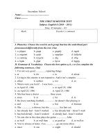 Tài liệu HKI Anh 8 ( Đề 1 ) và Đáp án