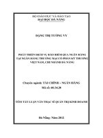 Phát triển dịch vụ bảo hiểm qua ngân hàng tại ngân hàng TMCP kỹ thương việt nam, chi nhánh đà nẵng 