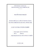 [Luận văn]đánh giá hiệu quả và đề suất hướng sử dụng đất nông nghiệp huyện thạch hà, tỉnh hà tĩnh 