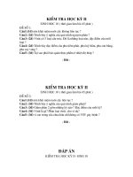 Bài giảng Đề và đáp án kthk2 sinh 10 xịn