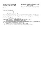 Bài soạn Toán học 11: Đề thi - Đáp án HK1 2010-2011