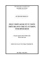 Phát triển kinh tế tư nhân trên địa bàn thị xã an nhơn tỉnh bình định 