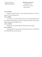 Bài giảng ĐỀ THI HKI MÔN SINH 11