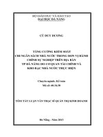 Tăng cường kiểm soát chi ngân sách nhà nước trong đơn vị hành chính sự nghiệp trên địa bàn TP đà nẵng do cơ quan tài chính và kho bạc nhà nước thực hiện 