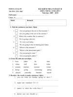 Gián án Kiểm tra Định kì lần 4 tiếng Anh,5+ Đáp án