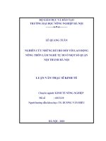 Luận văn nghiên cứu những rủi ro đối với lao động nông thôn làm nghề tự do ở một số quận nội thành hà nội 