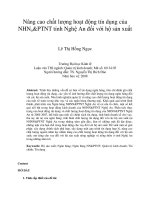 Nâng cao chất lượng hoạt động tín dụng của  NHNo &PTNT tỉnh Nghệ An đối với hộ sản xuất