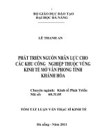 Phát triển nguồn nhân lực cho các khu công nghiệp thuộc vùng kinh tế mở vân phong tỉnh khánh hoà  