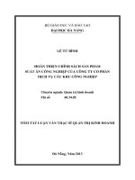 Hoàn thiện chính sách sản phẩm suất ăn công nghiệp của công ty cổ phần dịch vụ các khu công nghiệp 
