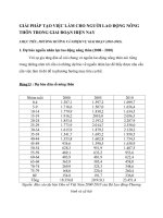 GIẢI PHÁP TẠO VIỆC LÀM CHO NGƯỜI LAO ĐỘNG NÔNG THÔN TRONG GIAI ĐOẠN HIỆN NAY