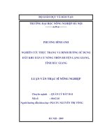 Luận văn nghiên cứu thực trạng và định hướng sử dụng đất khu dân cư nông thôn huyện lạng giang, tỉnh bắc giang 