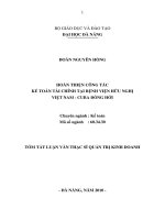 Hoàn thiện công tác kế toán tài chính tại bệnh viện hữu nghị việt nam   cuba đồng hới