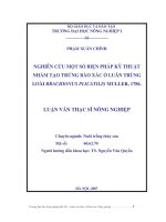 Nghiên cứu một số biện pháp kỹ thuật nhằm tạo trứng bào xác ở luân trùng loài brachionus plicatilis muller, 1786 