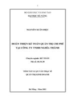 Hoàn thiện kế toán quản trị chi phí tại công ty TNHH nghĩa thành 