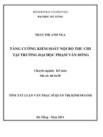 Tăng cường kiểm soát nội bộ thu chi tại trường đại học phạm văn đồng 