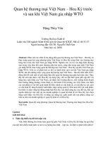 Quan hệ thương mại việt nam – hoa kỳ trước và sau khi việt nam gia nhập WTO