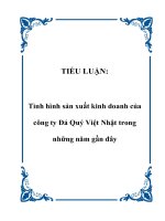 Tài liệu TIỂU LUẬN: Tình hình sản xuất kinh doanh của công ty Đá Quý Việt Nhật trong những năm gần đây doc