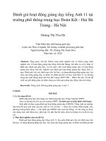 Đánh giá hoạt động giảng dạy tiếng anh 11 tại trường phổ thông trung học đoàn kết   hai bà trưng   hà nội