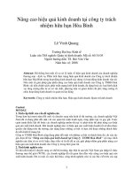 Nâng cao hiệu quả kinh doanh tại công ty trách nhiệm hữu hạn hòa bình