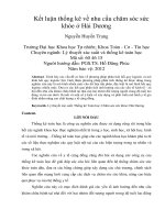 Kết luận thống kê về nhu cầu chăm sóc sức khỏe ở hải dương